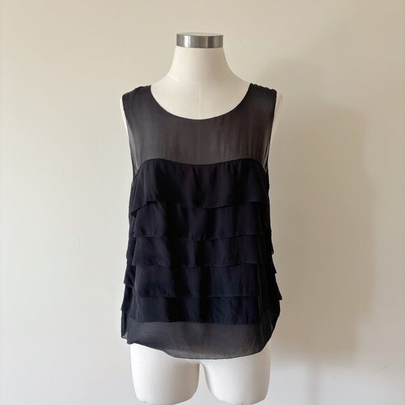Moda International silk blouse silk tank top black sleeveless - Picture 1 of 7